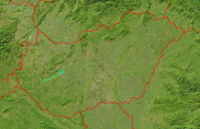Hungary Satellite + Borders 1000x647